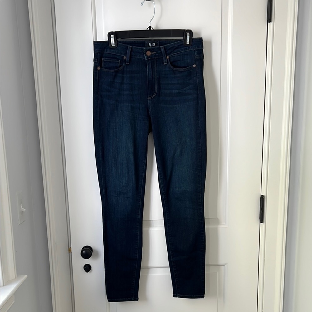PAIGE dark blue denim jeans, women's size 28 waist, worn once